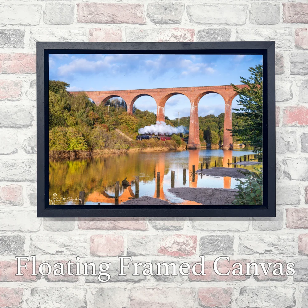 Whitby Steam Train At Larpool Viaduct 3 Whitby Steam Train At Larpool Viaduct - Landscape-Float-Frame-Canvas