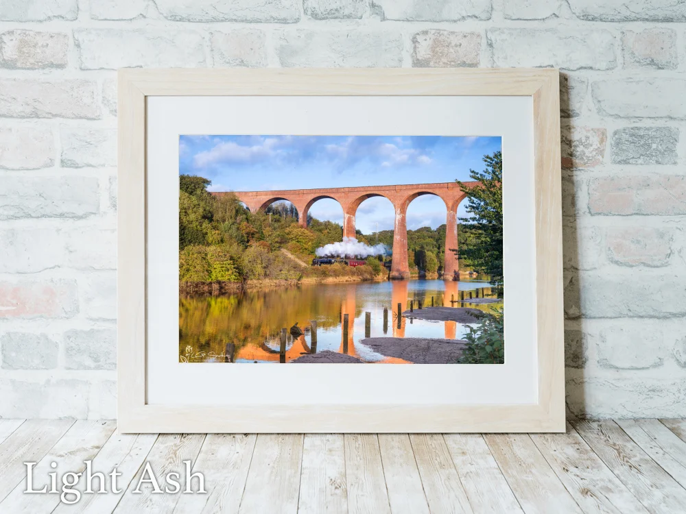 Whitby Steam Train At Larpool Viaduct 5 Whitby Steam Train At Larpool Viaduct - Light-Ash-Landscape-Frame