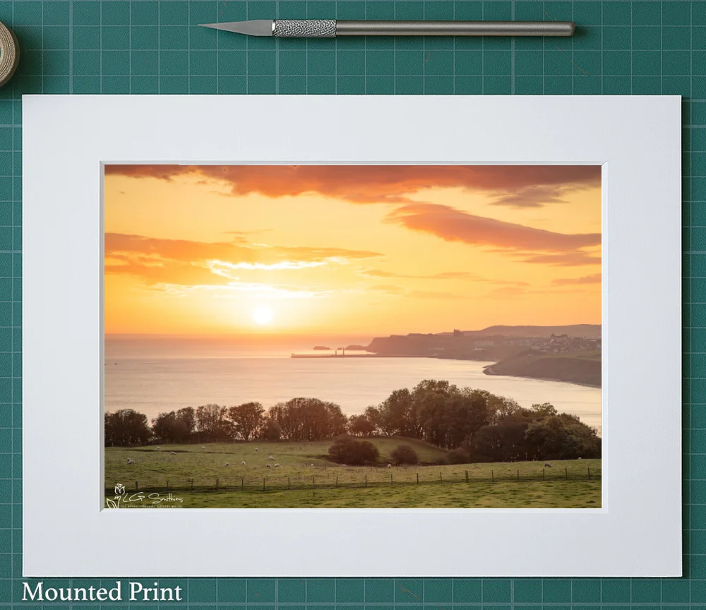 Whitby Sunrise From Lythe 2 Whitby Sunrise From Lythe - Landscape-Mounted-Print