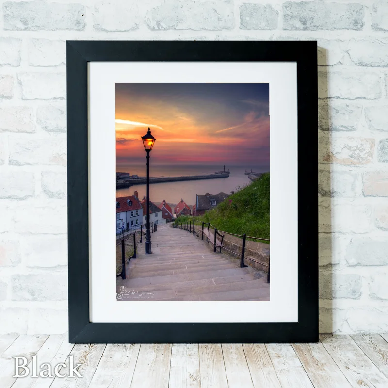 Whitby The 199 Steps Sunset 4 Whitby The 199 Steps Sunset - Black-Portrait-Frame