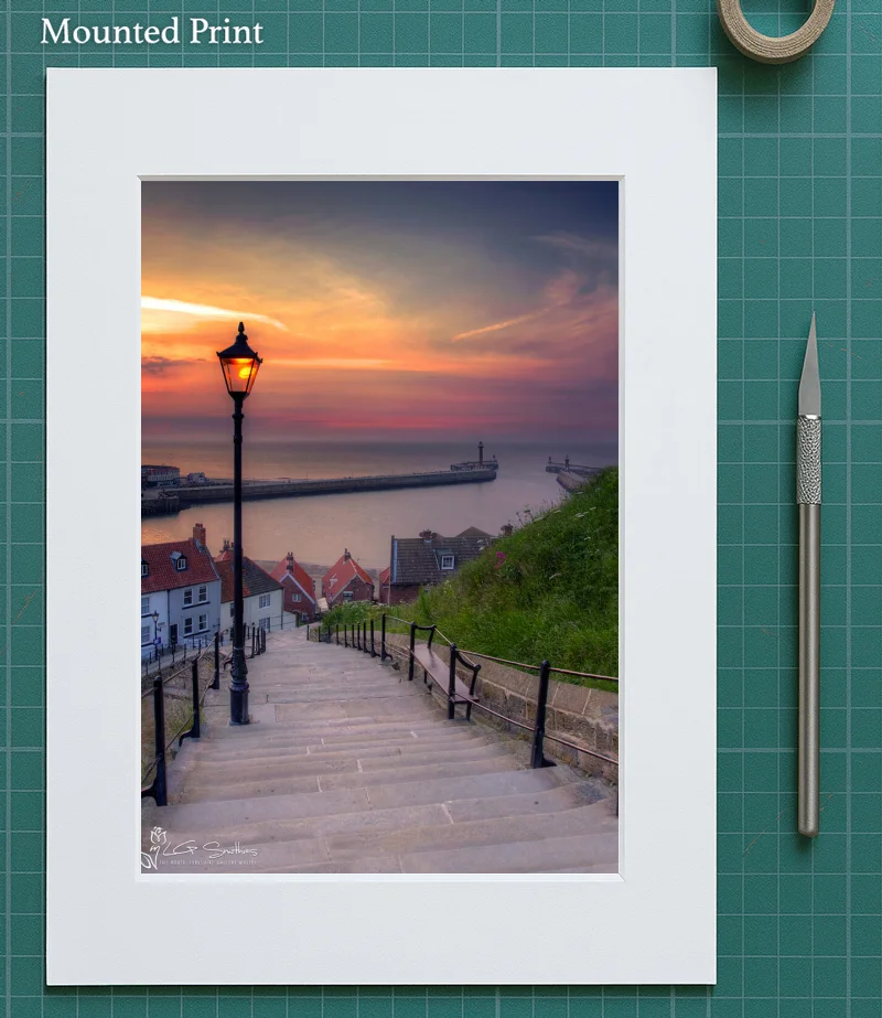 Whitby The 199 Steps Sunset 6 Whitby The 199 Steps Sunset - Mounted-Print-Portrait