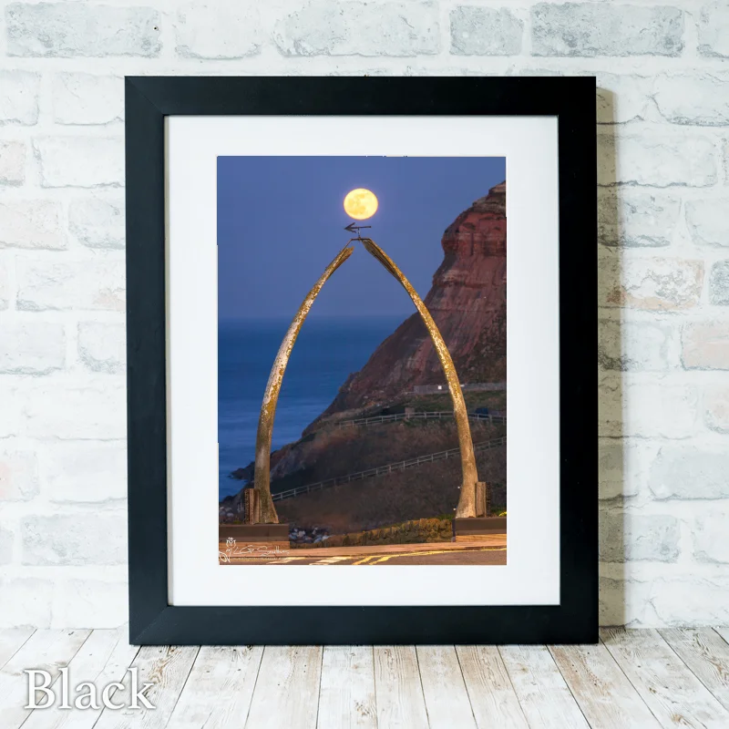 Whitby Whalebones And A Moonrise 3 Whitby Whalebones And A Moonrise - Black-Portrait-Frame