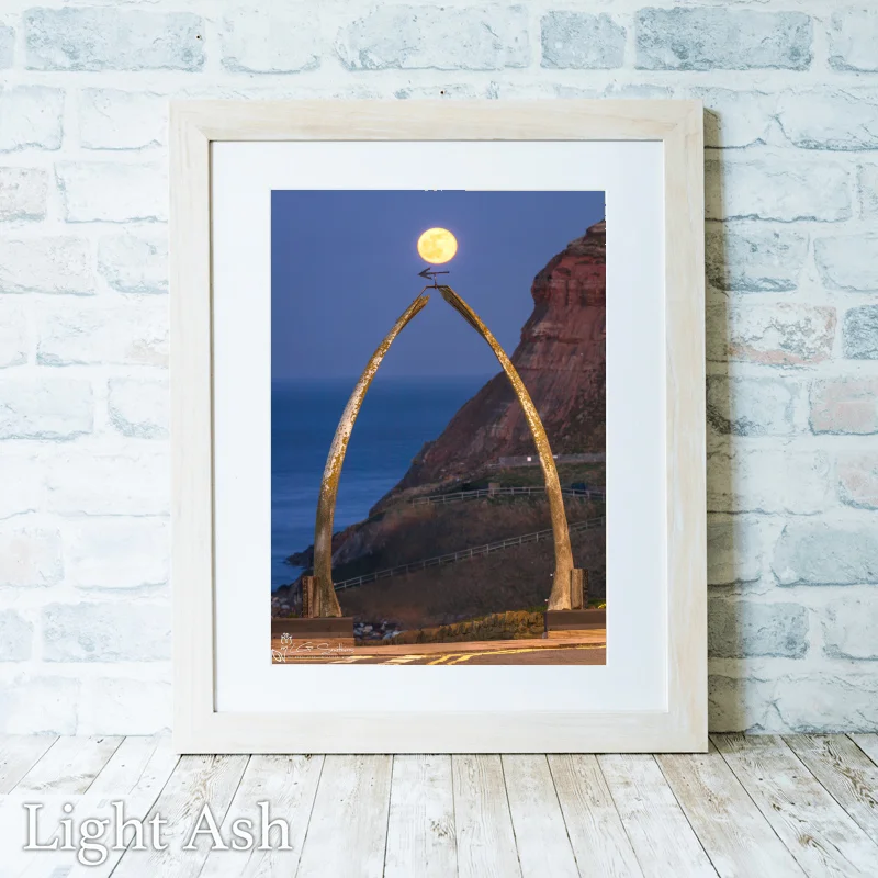 Whitby Whalebones And A Moonrise 2 Whitby Whalebones And A Moonrise - Light-Ash-Portrait-Frame