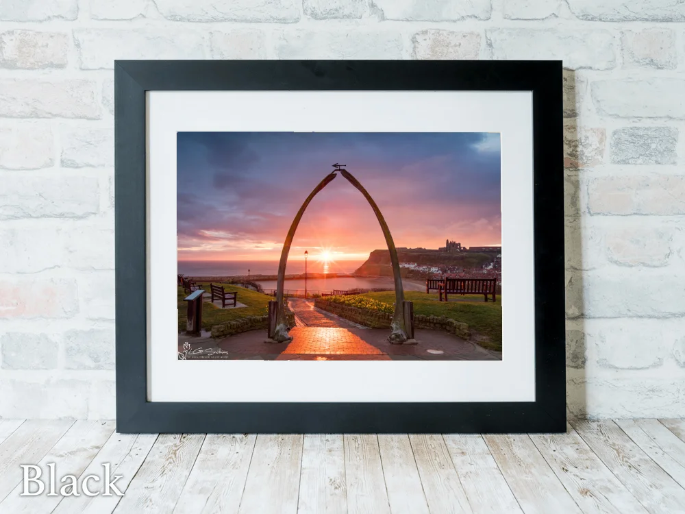 Whitby Whalebones Sunrise 6 Whitby Whalebones Sunrise - Black-Landscape-Frame