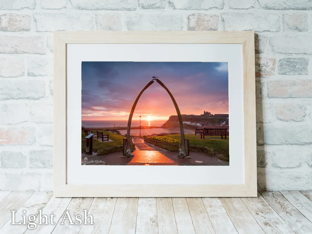 Whitby Whalebones Sunrise 5 Whitby Whalebones Sunrise - Light-Ash-Landscape-Frame