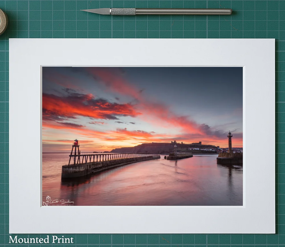 Whitby Winter Dawn 2 Whitby Winter Dawn - Landscape-Mounted-Print