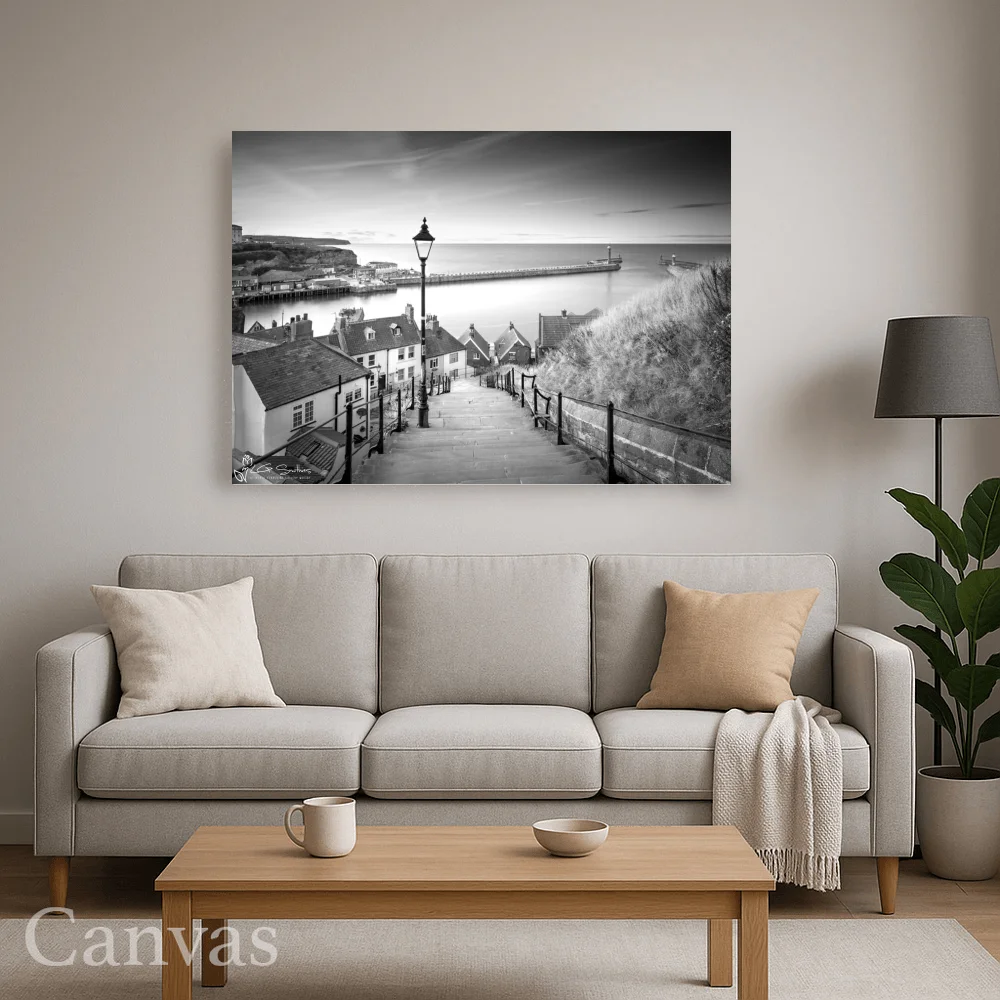 Whitby’s 199 Steps To The Abbey Black And White 8 Whitby’s 199 Steps To The Abbey Black And White - Wall-art-for-living-room-landscape