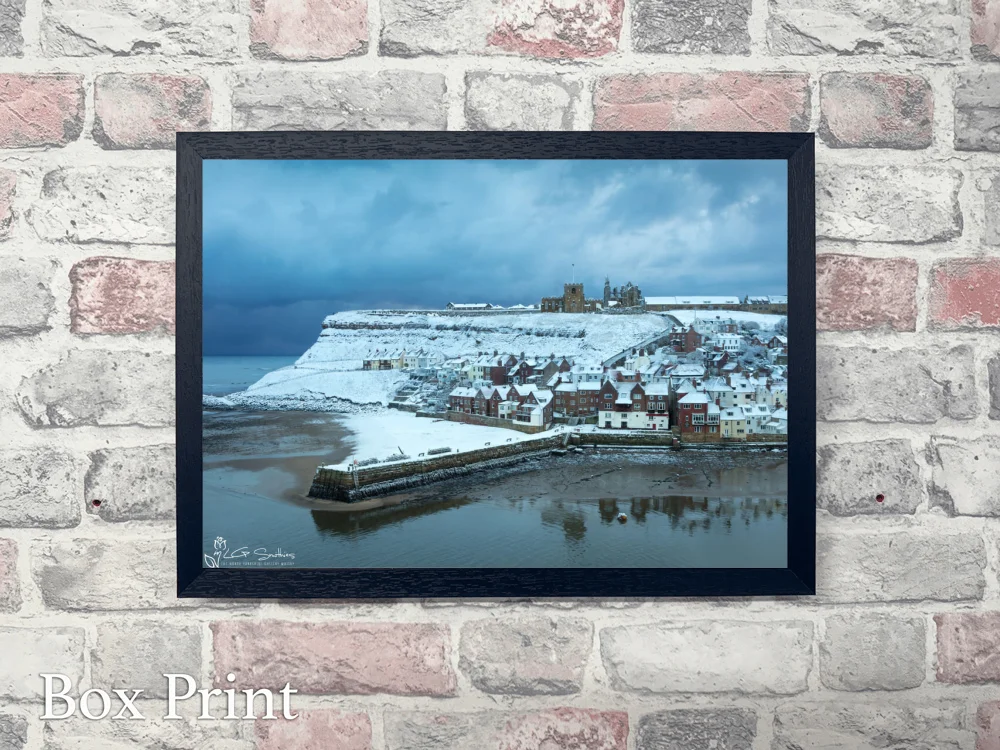 Whitby’s Tate Hill In The Snow 4 Whitby’s Tate Hill In The Snow - Landscape-Box-Print