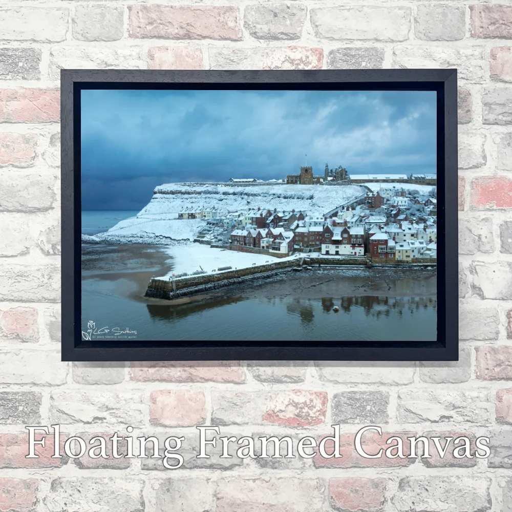 Whitby’s Tate Hill In The Snow 3 Whitby’s Tate Hill In The Snow - Landscape-Float-Frame-Canvas