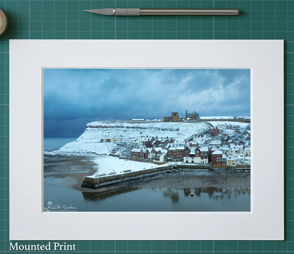 Whitby’s Tate Hill In The Snow 2 Whitby’s Tate Hill In The Snow - Landscape-Mounted-Print