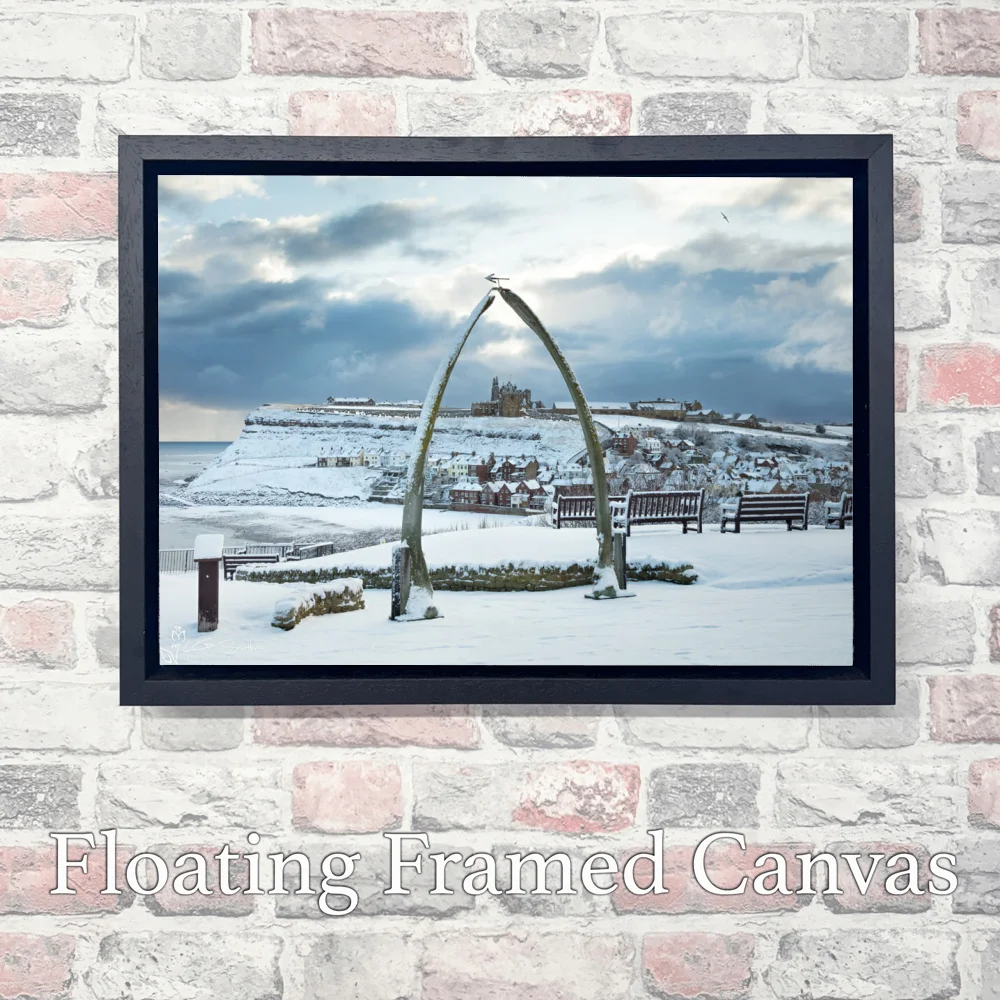 Whitby’s Whalebones And Abbey After Snowfall 3 Whitby’s Whalebones And Abbey After Snowfall - Landscape-Float-Frame-Canvas