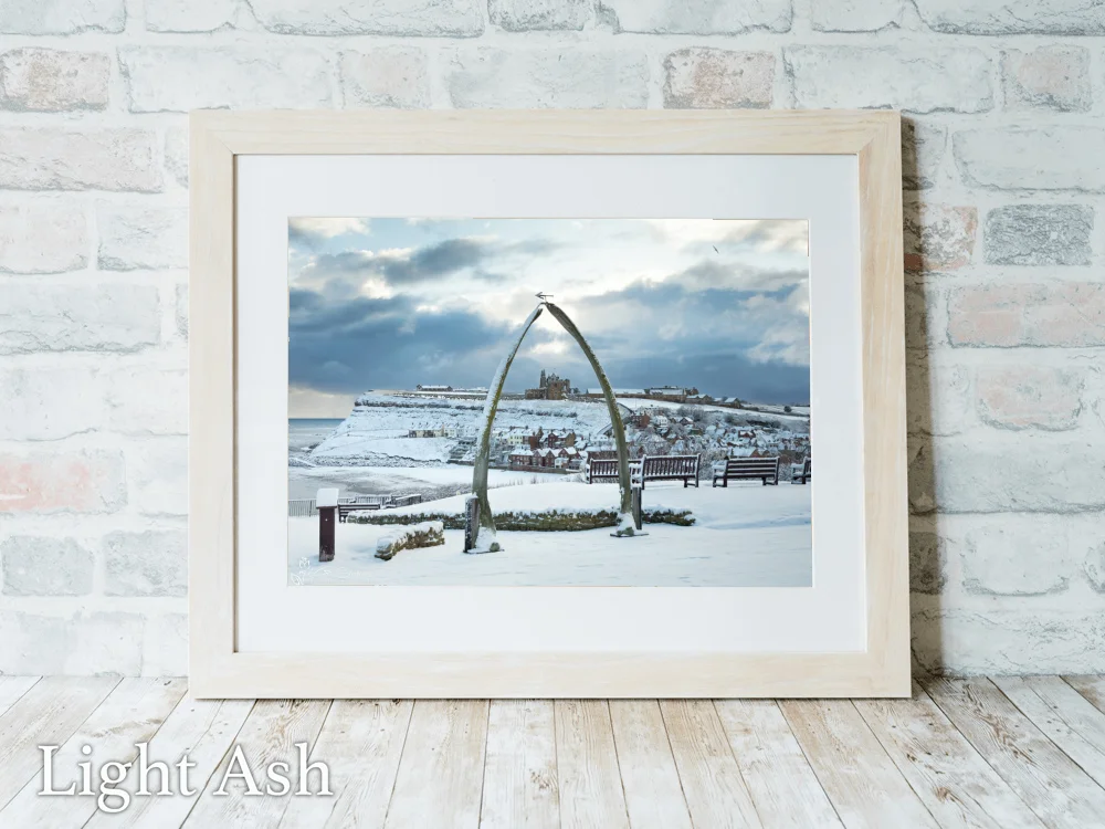 Whitby’s Whalebones And Abbey After Snowfall Light-Ash-Landscape-Frame Whitby’s Whalebones And Abbey After Snowfall - Light-Ash-Landscape-Frame