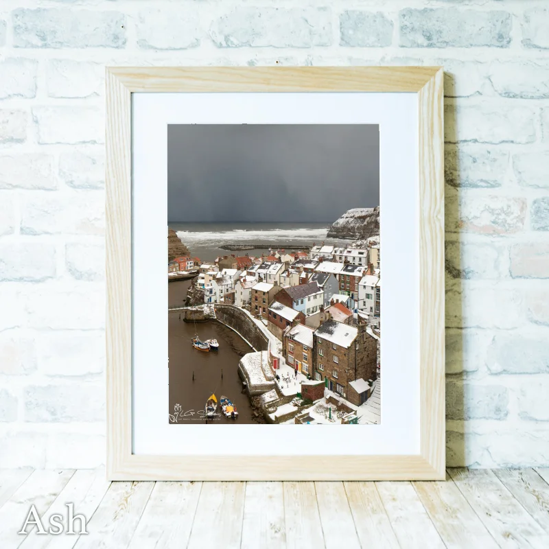Winter Snow Over Staithes 4 Winter Snow Over Staithes - Ash-Portrait-Frame