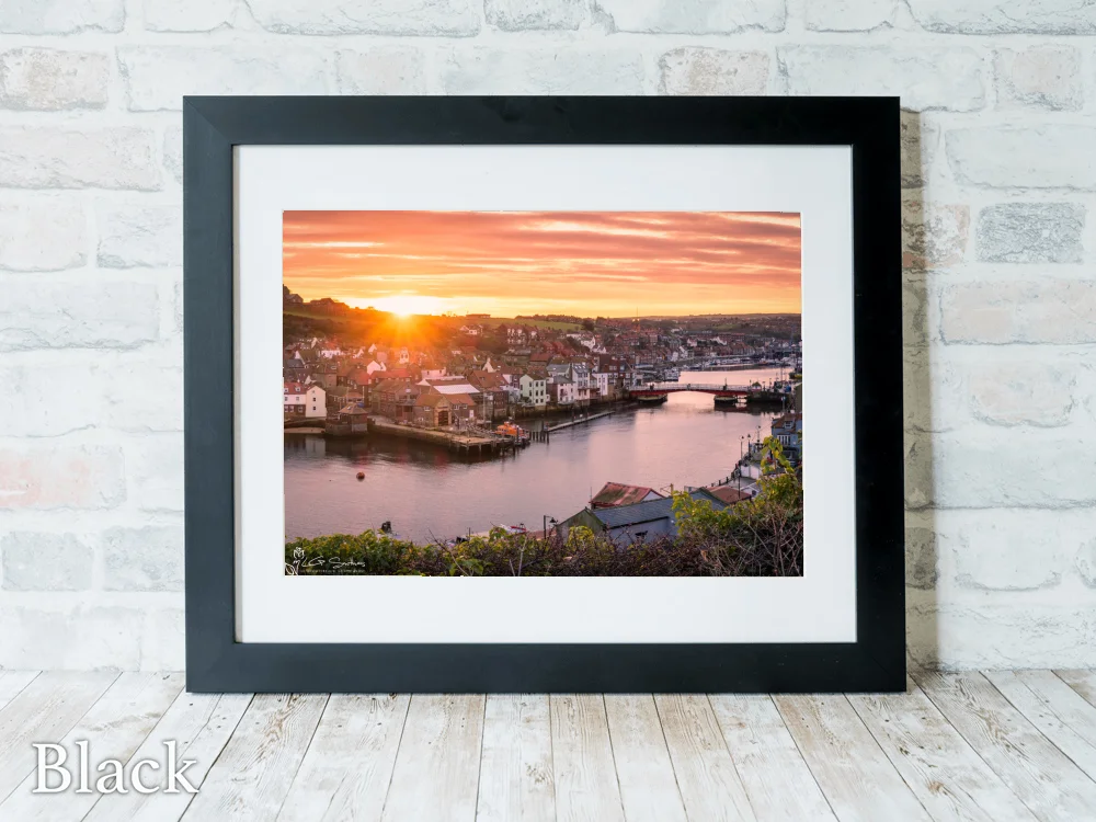 Winter Sunrise Over Whitby's Swing Bridge 6 Winter Sunrise Over Whitby's Swing Bridge - Black-Landscape-Frame