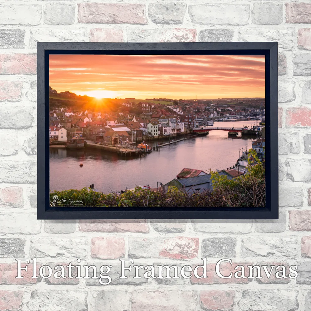 Winter Sunrise Over Whitby's Swing Bridge 3 Winter Sunrise Over Whitby's Swing Bridge - Landscape-Float-Frame-Canvas