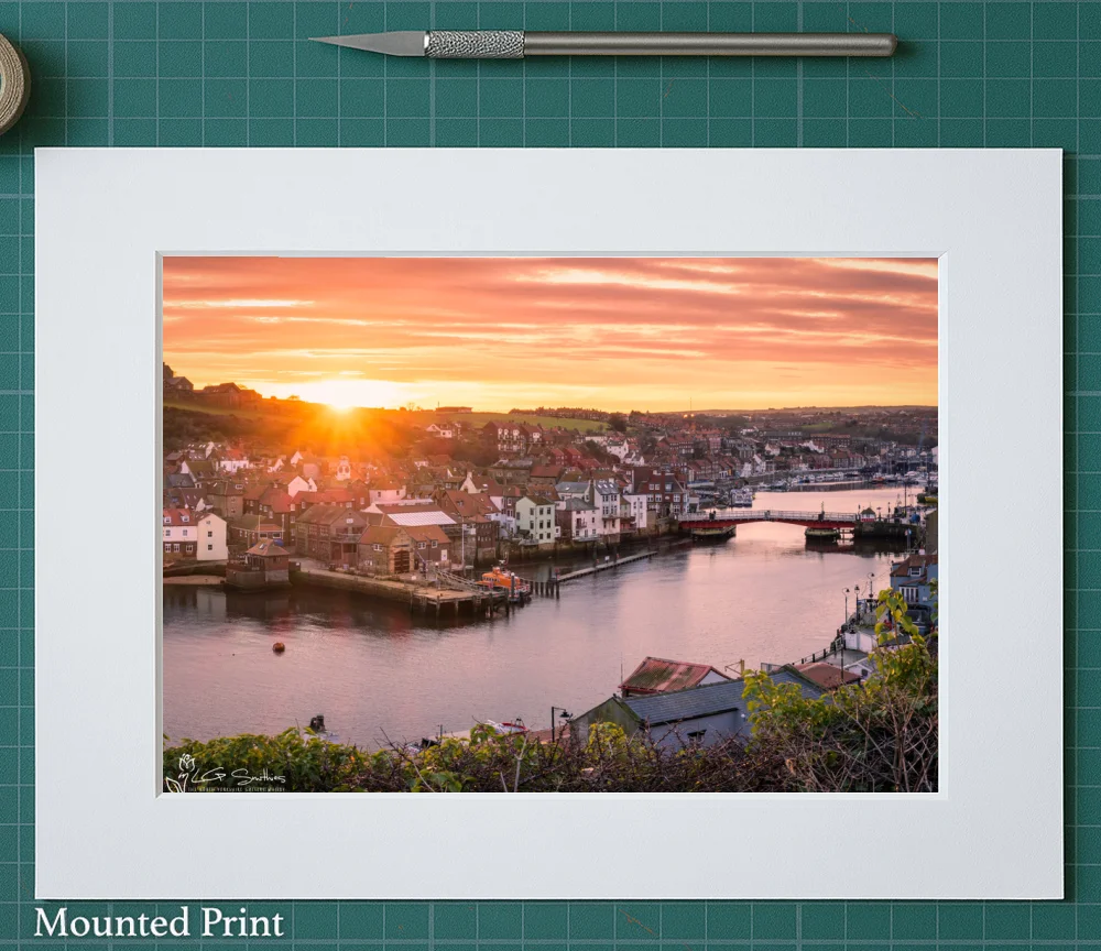 Winter Sunrise Over Whitby's Swing Bridge 2 Winter Sunrise Over Whitby's Swing Bridge - Landscape-Mounted-Print