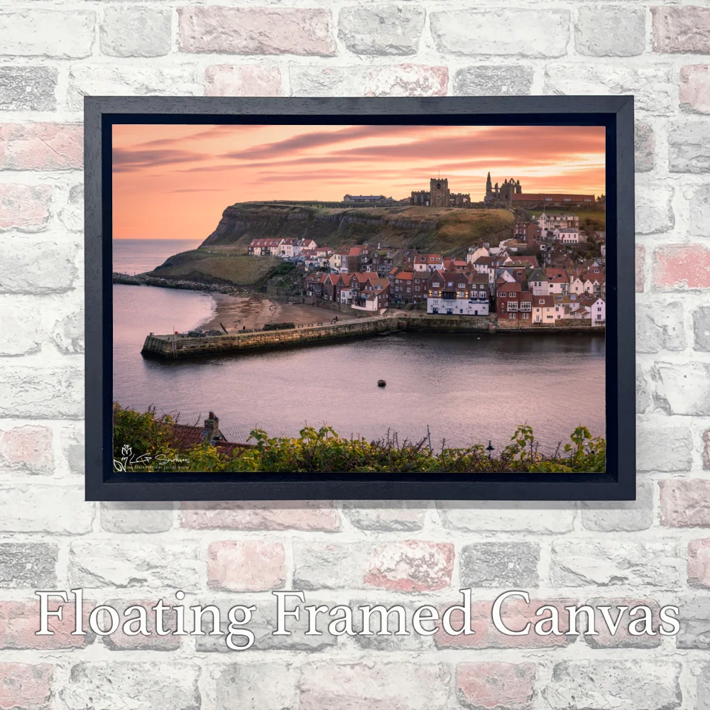 Winter Sunrise Over Whitby's Tate Hill 3 Winter Sunrise Over Whitby's Tate Hill - Landscape-Float-Frame-Canvas