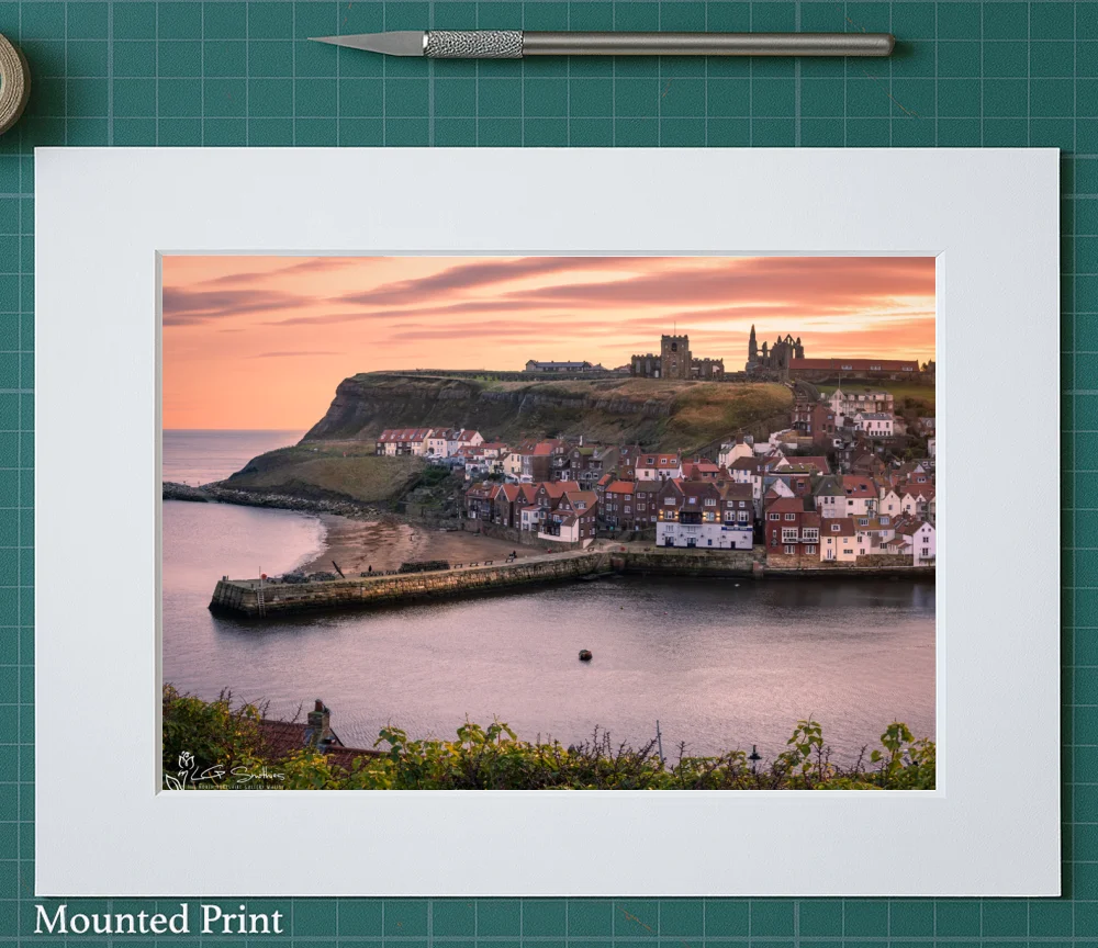 Winter Sunrise Over Whitby's Tate Hill 2 Winter Sunrise Over Whitby's Tate Hill - Landscape-Mounted-Print
