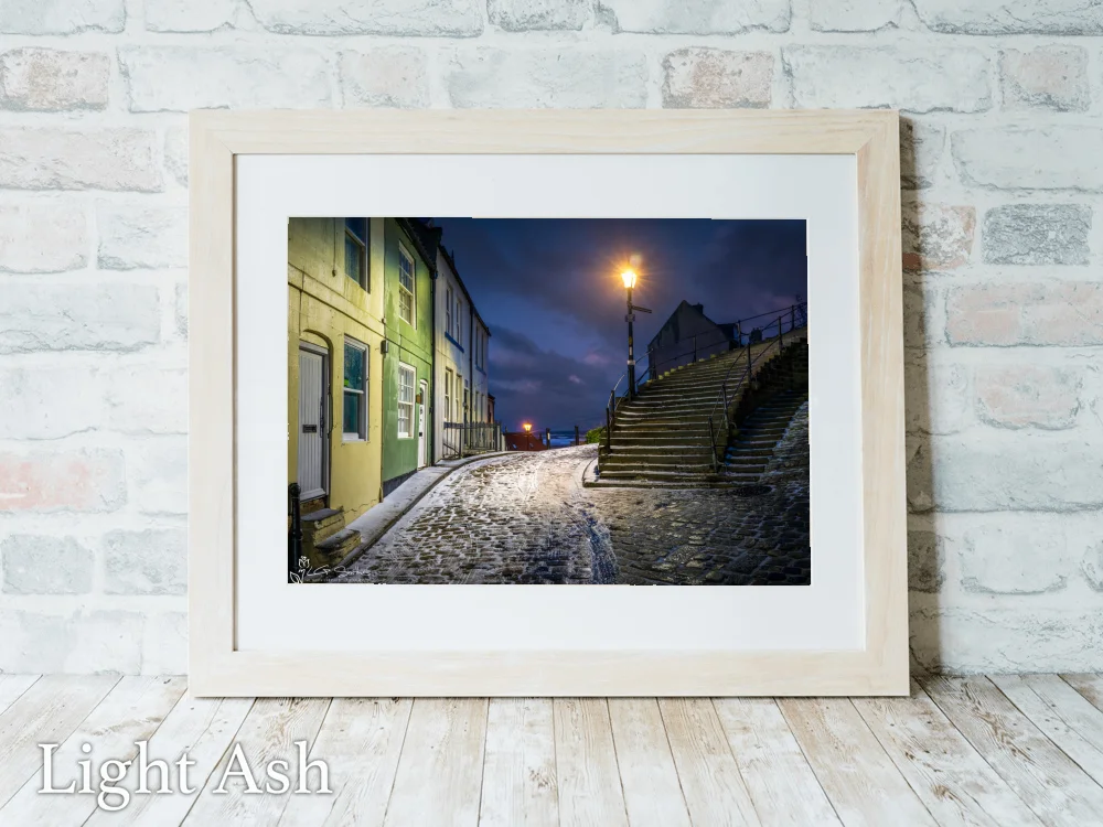 Winter's Night At The 199 Steps Whitby 5 Winter's Night At The 199 Steps Whitby - Light-Ash-Landscape-Frame
