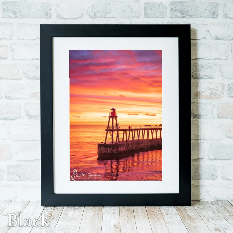 Yorkshire Coast Sunrise At Whitby 3 Yorkshire Coast Sunrise At Whitby - Black-Portrait-Frame