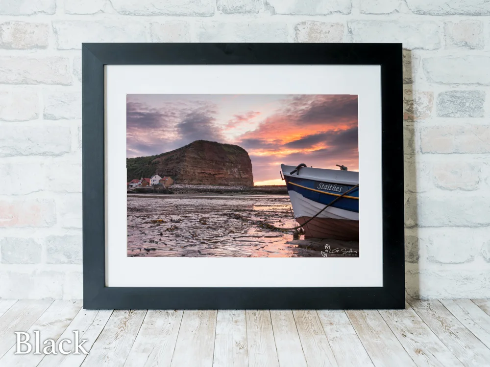 Yorkshire Cobbles In Staithes Harbour 6 Yorkshire Cobbles In Staithes Harbour - Black-Landscape-Frame