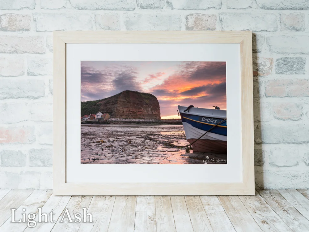Yorkshire Cobbles In Staithes Harbour 5 Yorkshire Cobbles In Staithes Harbour - Light-Ash-Landscape-Frame